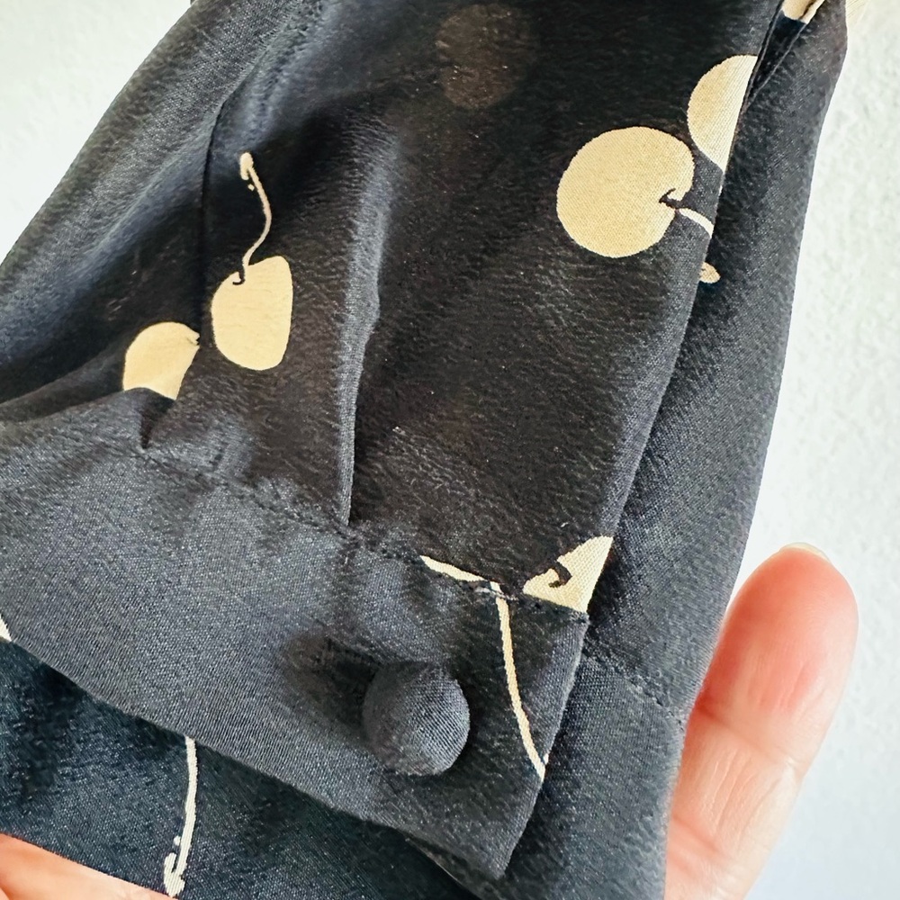 Rails Sloane Cherry Print Tie-Front 100% Silk Top… - image 4